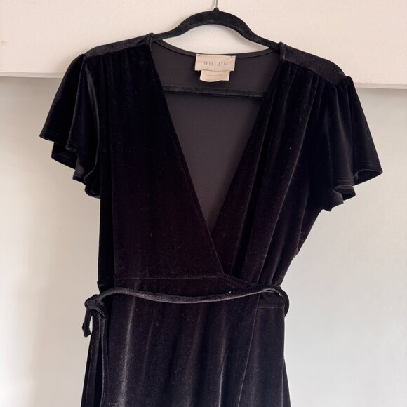 BHLDN Velvet Flutter Sleeve Wrap Dress – Size M - Picture 6 of 6